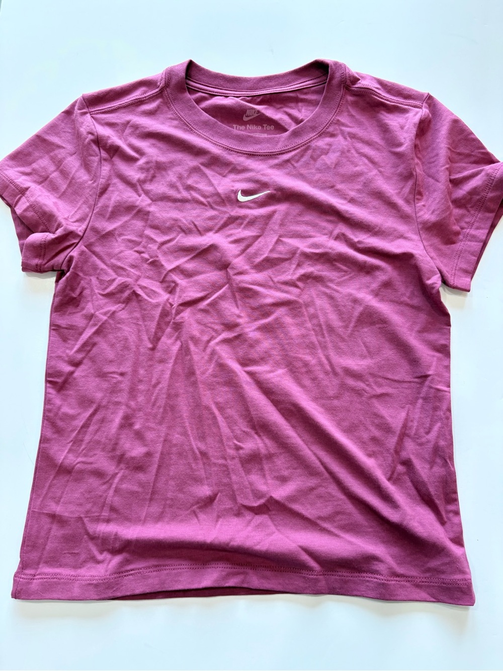 Nike Raspberry Pink Crewneck Tee with White Swoosh